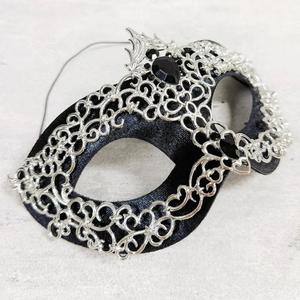 Silver black mask, Masquerade mask, Cosplay mask, ball party mask, Prom mask